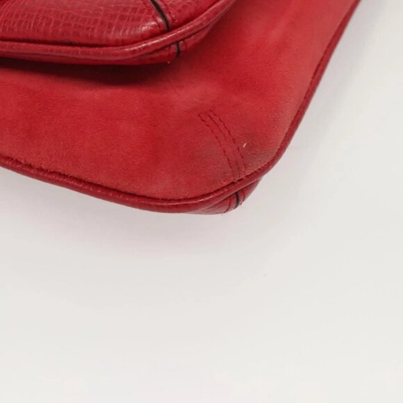 LOEWE Anagram Shoulder Bag Suede Leather Red Gold Auth sw697 - Picture 4 of 16